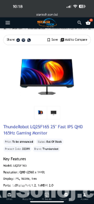 Thuderobot 2k LQ25F 165hz gaming monitor